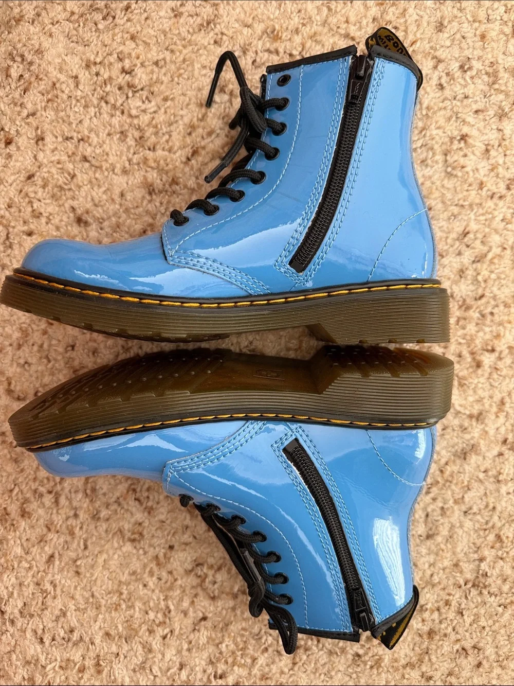 Kids Dr Martens Blue Patent Leather Size 2